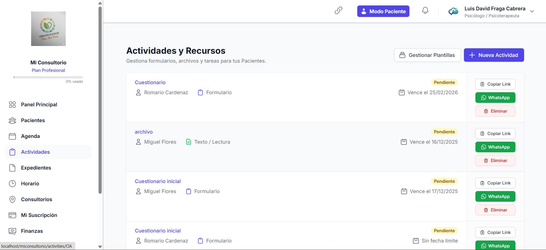 Actividades y Recursos